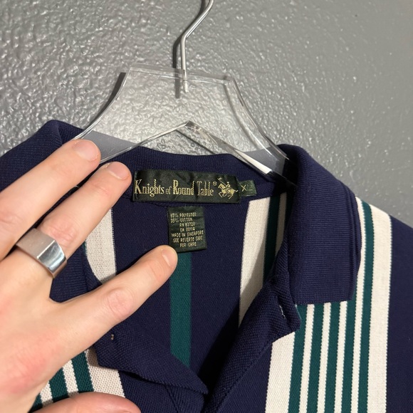 Knights of Round Table Vintage Stripped Polo Size XL - Picture 3 of 4